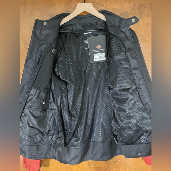 Mens Harley Davidson Riding Jacket Orange Black size Medium Motorcycles Bikers - Picture 8 of 16